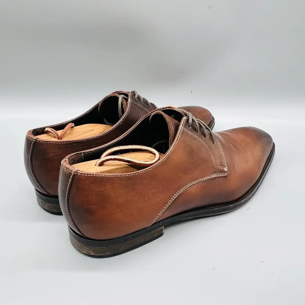 To Boot New York Shoes Mens 8 Brown Leather Derby Oxford Dress Almond Toe Office